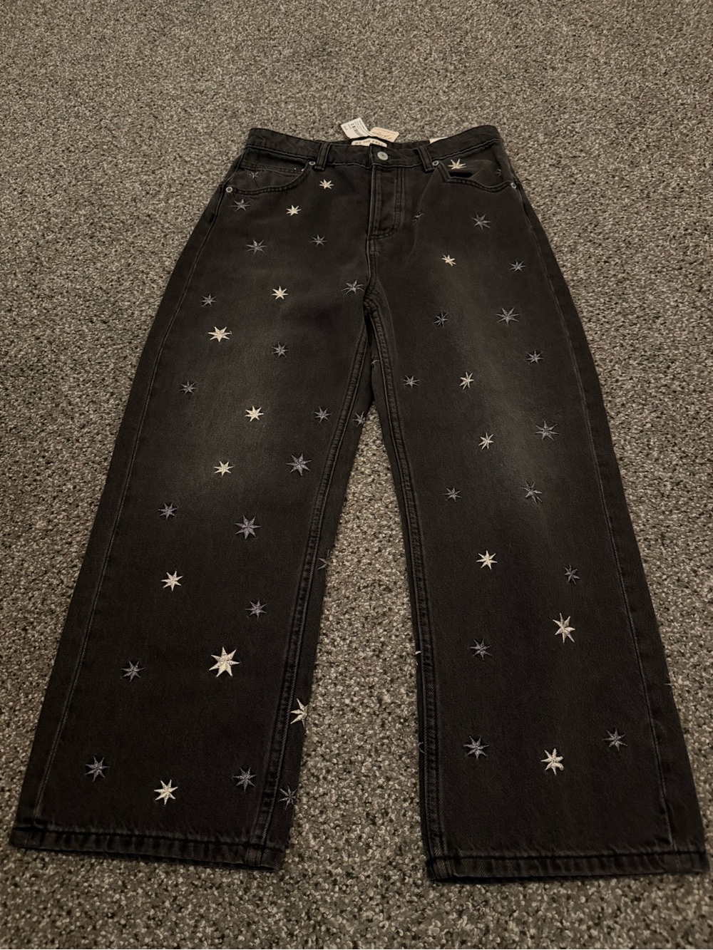 We The Free Black Star-Embellished Wide-Leg Jeans - Women